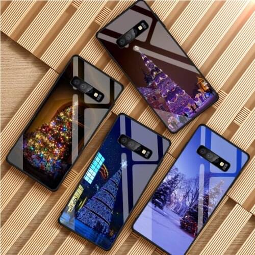 Christmas Scene Tempered Glass Phone Case For Samsung Galaxy S8 S9 S10 S20 PLUS J8 J6 J4 2018 NOTE 8 9 10