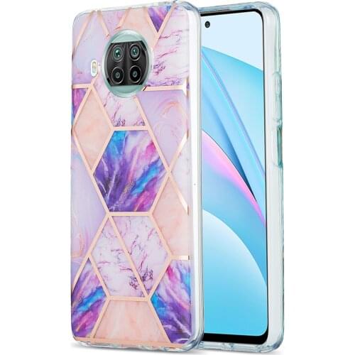 Electroplated Marble Phone Case for Xiaomi Mi 10T Lite 5G X3 NFC 9A Redmi Note 9s Luxury Geometric Shockproof Soft IMD Cover