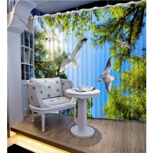 Blue sky dove 3D Curtains Golden rose Used for Living Room bedroom Modern Kitchen Window Curtain Landscape