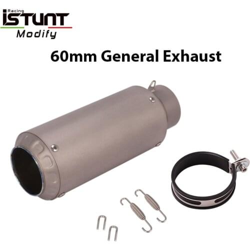 ISTUNT 60mm Universal Motorcycle Exhaust Escape Modified Slip-on Titanium alloy Vent Muffler Pipe For S1000RR CBR1000 R6 GSR750