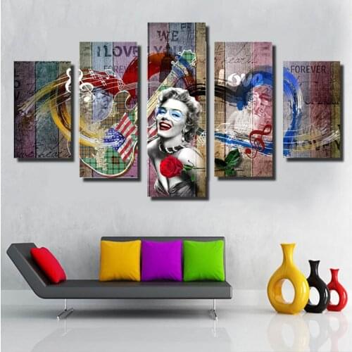 Full Square/Round Drill 5D DIY diamond painting 5pc Marilyn Monroe Pictures mosaic Diamond Embroidery Wall Arts J1756
