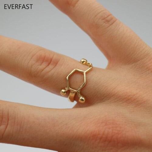 3pc/Set Cute Dopamine Molecule Ring Fashion Chemistry Scientist Rings Set Women Science Jewelry Free Shipping