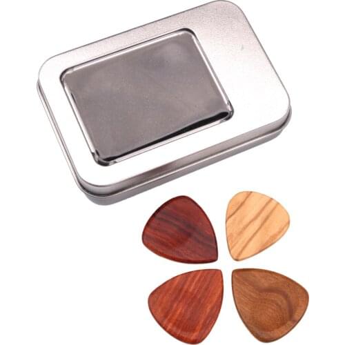 Red Sandalwood Guitar Picks Plectrum W/ Case Vintage Style For Guitar Parts