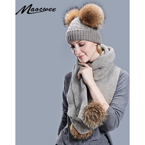 Fashion Knitted Scarf And Hat Set Winter Warm Wool Hats Scarves Suit Crochet Cap Beanie Womens Scarves Skullies