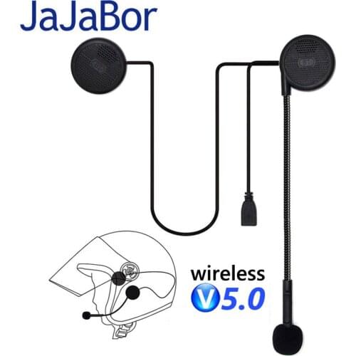 JaJaBor Motorcycle Helmet Wireless Bluetooth 5.0 Headset Handsfree Call Motor Headphone Speaker Stereo Music with Microphone