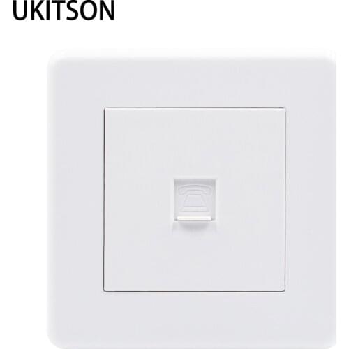 White PC Panel RJ11 Phone Socket Wall Outlet For Telephone Plug Connection