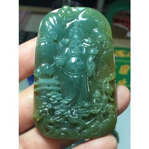 Natural Myanmar jade 7A HandCarved Buddha guan gong jadeite jade green jade pendant jade necklace pendants jewelry necklaces men
