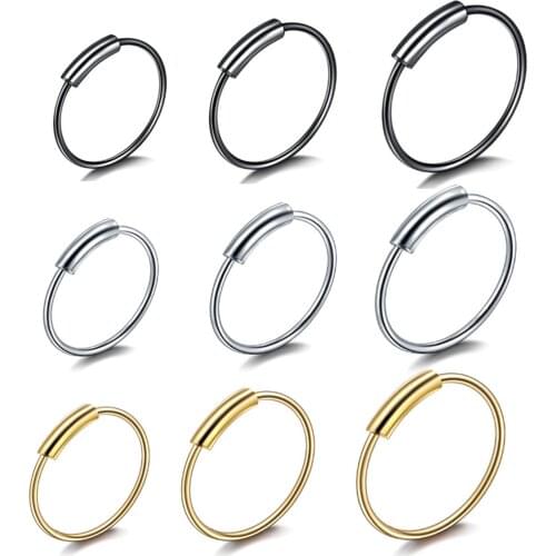 Invisible opening circle nose ring round opening adjustable nose ring European and American trend titanium steel nose studs
