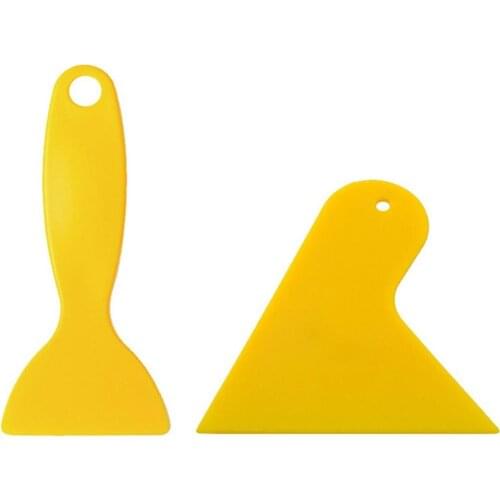 2pcs New Car Film Tools Yellow Scraper Plastic Car Light Film Triangle Scraper Glass Window Mobile Phone Film Small Scraper