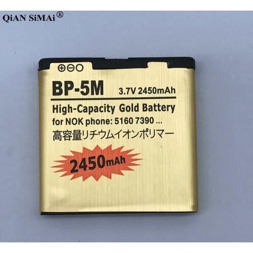 New High Quality 2450mAh BP-5M Gold battery For Nokia 5610XM 5611XM 5700XM 5710XM 6110C 6500 6220c 6500S 7390 phone