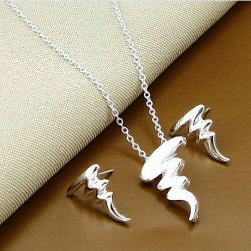 New Simple Fashion 925 Sterling Silver Picasso Necklace Earrings Jewelry Sets High Quality Jewelry Wholesale