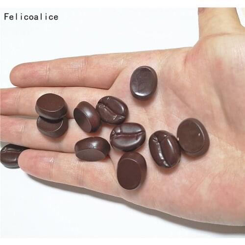 100pcs Charms Simulated Coffee Chocolate Beans Food Resin Addition For Slime DIY Accessories Making Supplies Kitchen Toys