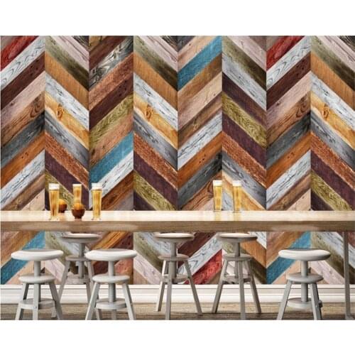 Custom 3d wallpaper stereo color retro wood board bar KTV background wall обои living room bedroom murals фотообои 3d на стену