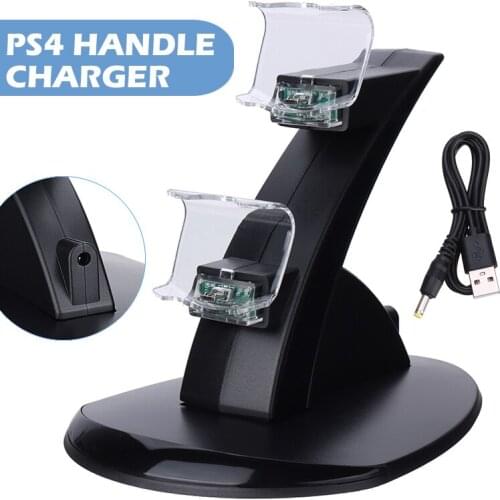 Portable Game Handle Dual Charger LED Charging Station Dock Stand With USB Power Cable For PS4 Controller