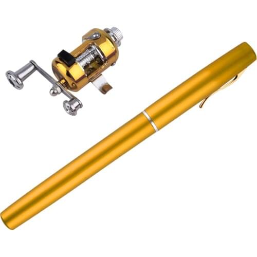 Portable Pocket Telescopic Mini Pen Fishing Rod Aluminum Alloy Fishing Pole With Reel Wheel Fish Pole Hot Sale Drop Shipping
