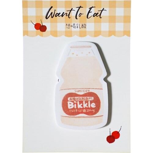 Food Shape Self-adhesive Memo Pad Stationery 30 Sheets Paper Sticker Fruit Bread Drink Sticky Notes DIY Scrapbooking Diary Decor