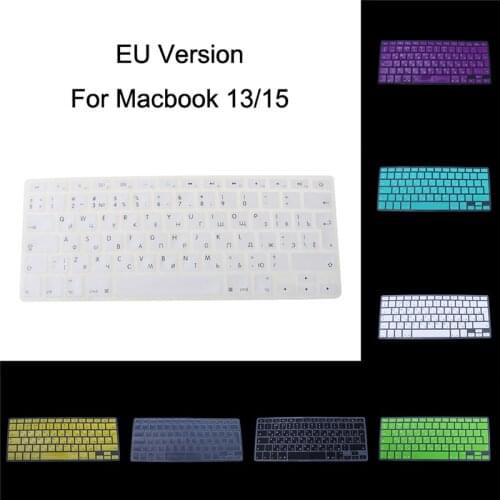 EU Version Russian Keyboard Silicone Skin Cover For Apple Macbook Air Pro 13 15 Protector Cover 8-Color C26