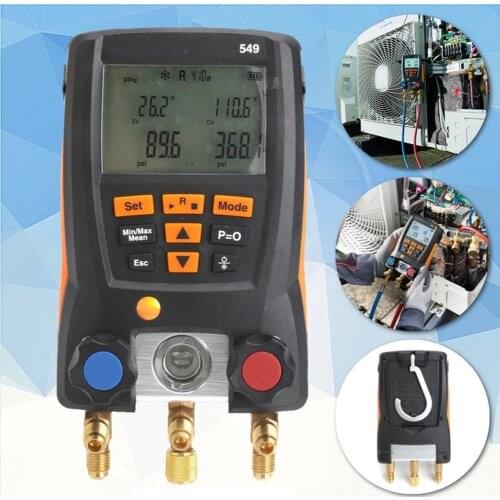 Testo 549 Refrigerant Air Conditioner Refrigerator Freon Manifold AirPressure Gauge Set HVAC System Tester Kit For Home Tool