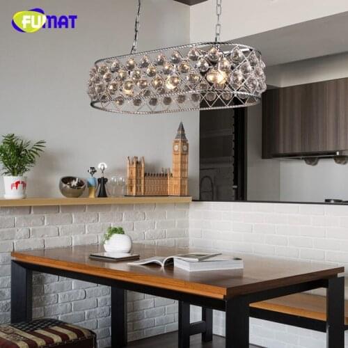 FUMAT Modern K9 Crystal Lights Nordic Silver Metal K9 Crystal Pendant Lights Restaurant bar Lustre Living Room led Deco Lamps