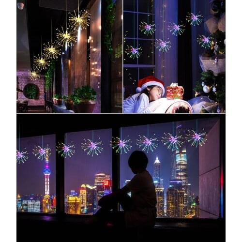 Firework LED Copper Fairy Wire String Lights Remote Control Christmas Decor Fairy Lights for Garland Patio Wedding Parties