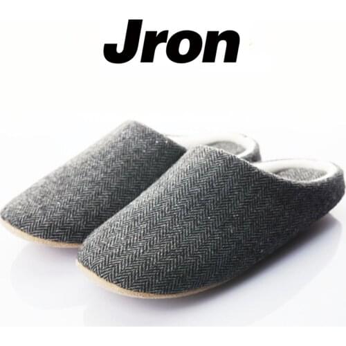 Jron 2017 Autumn Winter Men Slippers Household Solid Cotton Soft Fabric Slipper Water-proof Anti-slip Sole Indoor Slippers