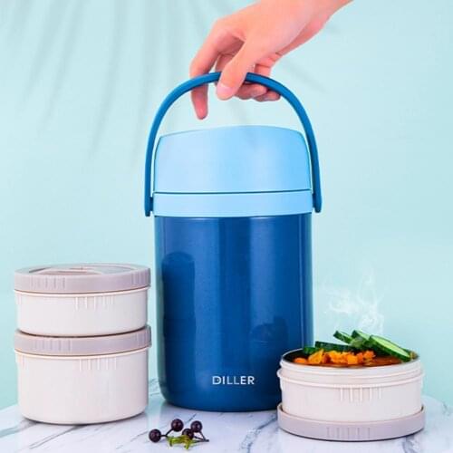 Thermal Lunch Box Leakproof Temperature Retention Insulated Food Jar Stainless Steel Portable Stackable Hot Food Soup Container