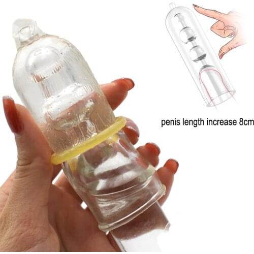 Penis Length Extender Sleeve Reusable Comdom Sperm Storage Penis Sleeve Dick Male Cock Enlargers Sex Toys for Men Enlargement