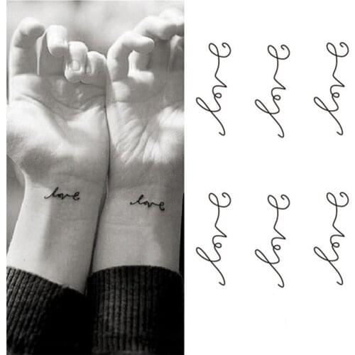 1 Pc Temporary Tattoos Stickers Waterproof Body Art Removable Flash Tattoo Love Letters Pattern High Quality