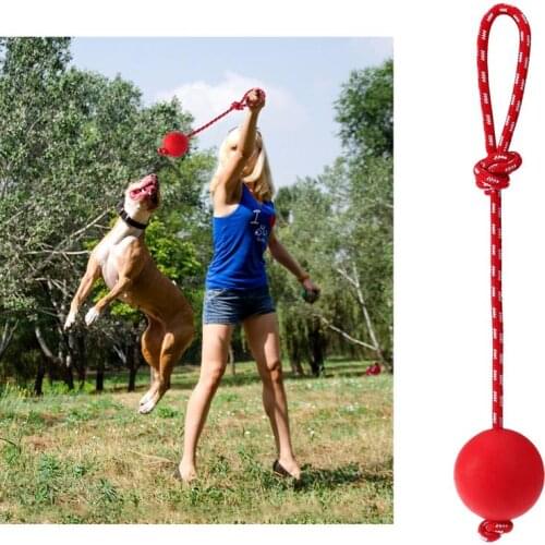 1PC Safe Ergonomic Interactive Toy Dog Ball On String For Training Exercising Pets Solid Rubber Ball With Rope Launcher Thrower