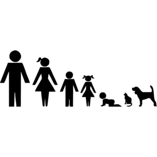 19.5*7.1CM Creative Cartoon Family Car Stickers Stylish Motorcycle Vinyl Decals Black/Silver C7-1197