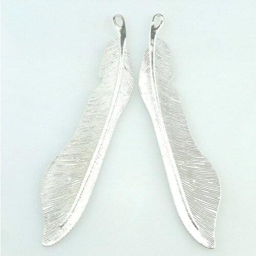 2pcs 15406 Silver Color 110*21mm Long Leaf Charms Pendant For Jewelry Making Necklace Vintage Accessories