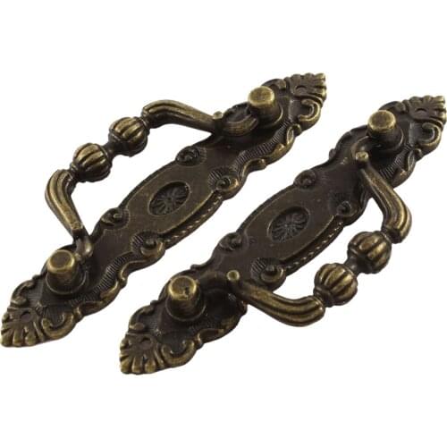 KSOL Antique Style Jewelry Drawer Pull Handle Knobs Bronze Tone 2 Pcs