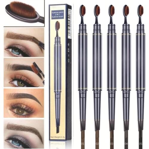 2 In 1 Double Head Eyebrow Pencil Waterproof Long Lasting Double Head Rotating Eyebrow Brush Pencil Makeup Eyebrow Pencil