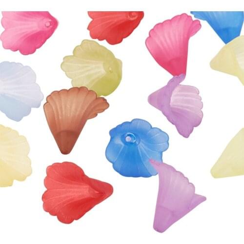 20pcs Mixed Color Flower Acrylic Spacer Beads Frosted for Jewelry Making DIY Bracelet Necklace 19~20x18~19x17mm Hole: 1.5mm