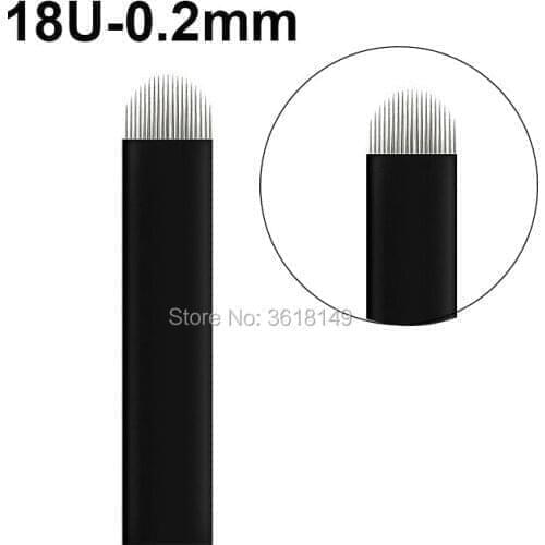 200pcs Lamina Tebori 0.2mm 18U Microblading Needles for Permanent Makeup Pen Tattoo Blade for Manual Pen Agulha U Blades Laminas