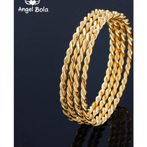 4pcs/set Luxury Gold Color Jewelry Muslim Turkish Bangles Ethiopian African Women Dubai Bracelet Party wedding Halloween Gifts