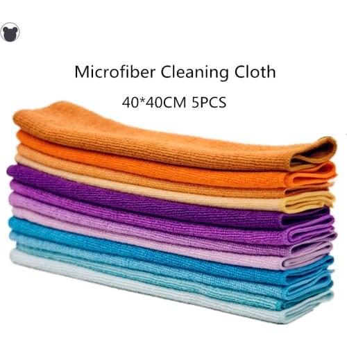 5Pcs Large Size 40*40cm Microfiber Cleaning Cloth Micro Fiber Hand Towel Kitchen Napkin for Washing Household Towels Car Wash