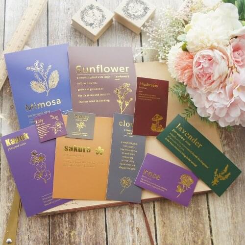 9.3*14.3cm 10pcs Gold Flower Introduction Notes Design Card Gift Greeting Cards Gift Card Party Invitation