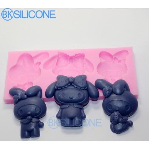 Ao007 3 cavity cartoon doll silicone mold Handmade Soap Clay craft mold DIY decoration tools
