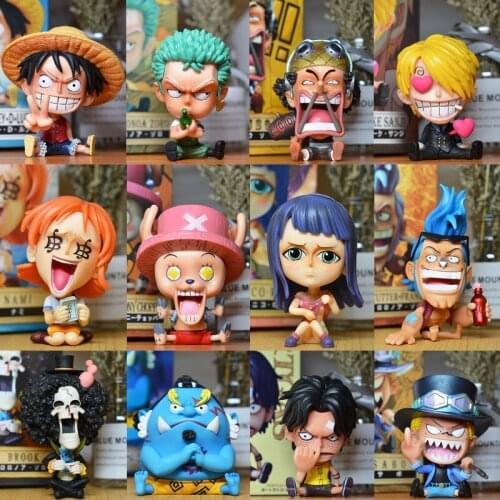 Bandai Japanese Anime One Piece Hand-made GK Confident Luffy Sabo Soron Asciobana Miyamaji Q Version Doll Model Decoration