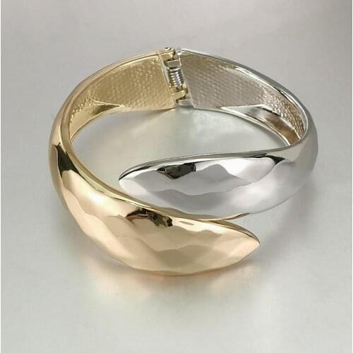 Mixed Color Alloy Statement Big Bangle Bracelet Punk Cuff Bracelets For Women Fashion Party Jewelry UKMOC