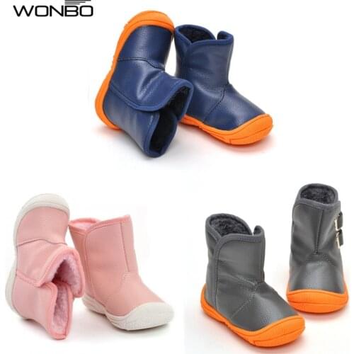 3 Color Cute Winter Warm Baby Shoes PU Infants Toddler Baby Boys Girls Boots Soft Newborn Baby First Walkers Non-slip