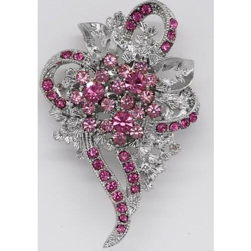 Flower Brooch Rose Rhinestone Bridal Wedding party Pin brooches C078 J