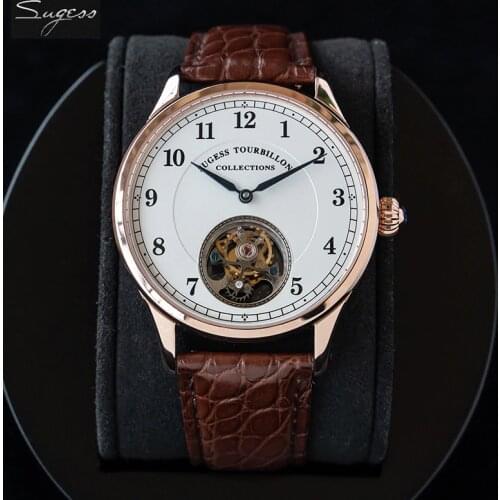 Sugess Tourbillon Mechanical st8000 Movement Watch Men Sapphire Crocodile Genuine Tourbillon Watches Mens montre homme 2020