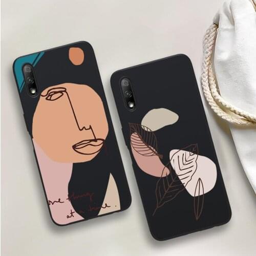 Art Abstract Geometry Black Soft Phone Case For Huawei P40 P30 P20 Mate 10 20 30 40 Pro lite Plus P smart 2019 2020 TPU Cover