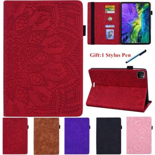 3D Flower Embossed for Apple iPad Pro 12.9 12 9 2020 Case Shell with Card Slots Smart Folio Cover for Funda iPad Pro 12.9 2020