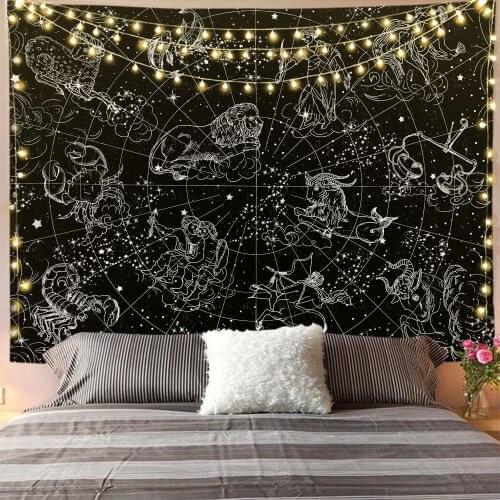 Black White Scenery Night Moon Tapestry Wall Hanging Mountain Wall Tapestry Hippie Wall Carpets Dorm Decor Psychedelic Tapestry