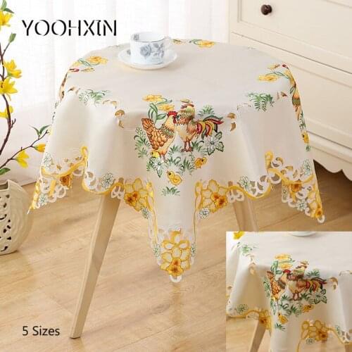 Europe Lace square 5SIZES satin Chicken Embroidered table cover cloth towel kitchen tablecloth Easter party decor