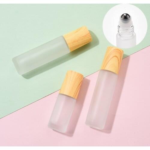 10pcs/lot 5ml10ml Roll On Bottle Thick Frosted Glass Perfume Bottle Refillable Empty Roller Essential Oils Vials