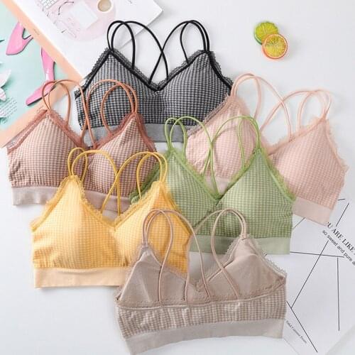 French V Neck Sexy Lace Bra Triangle Cup Seamless Wireless Bra Lingerie Thin Underwear Push Up Women Girls Bralette